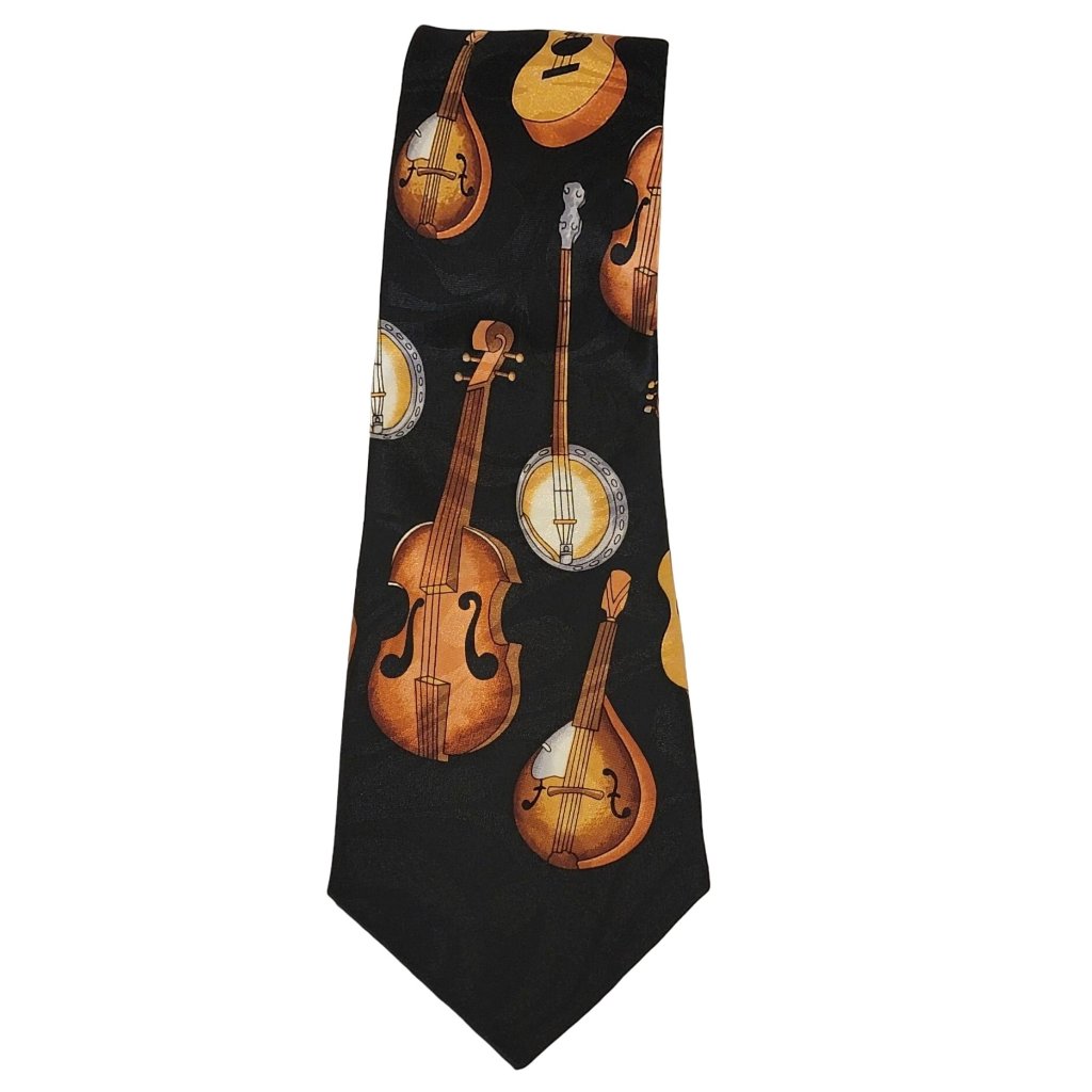 Steven Harris Hand Made Neck Tie Mens Musical Fiddle Banjo Strings Black